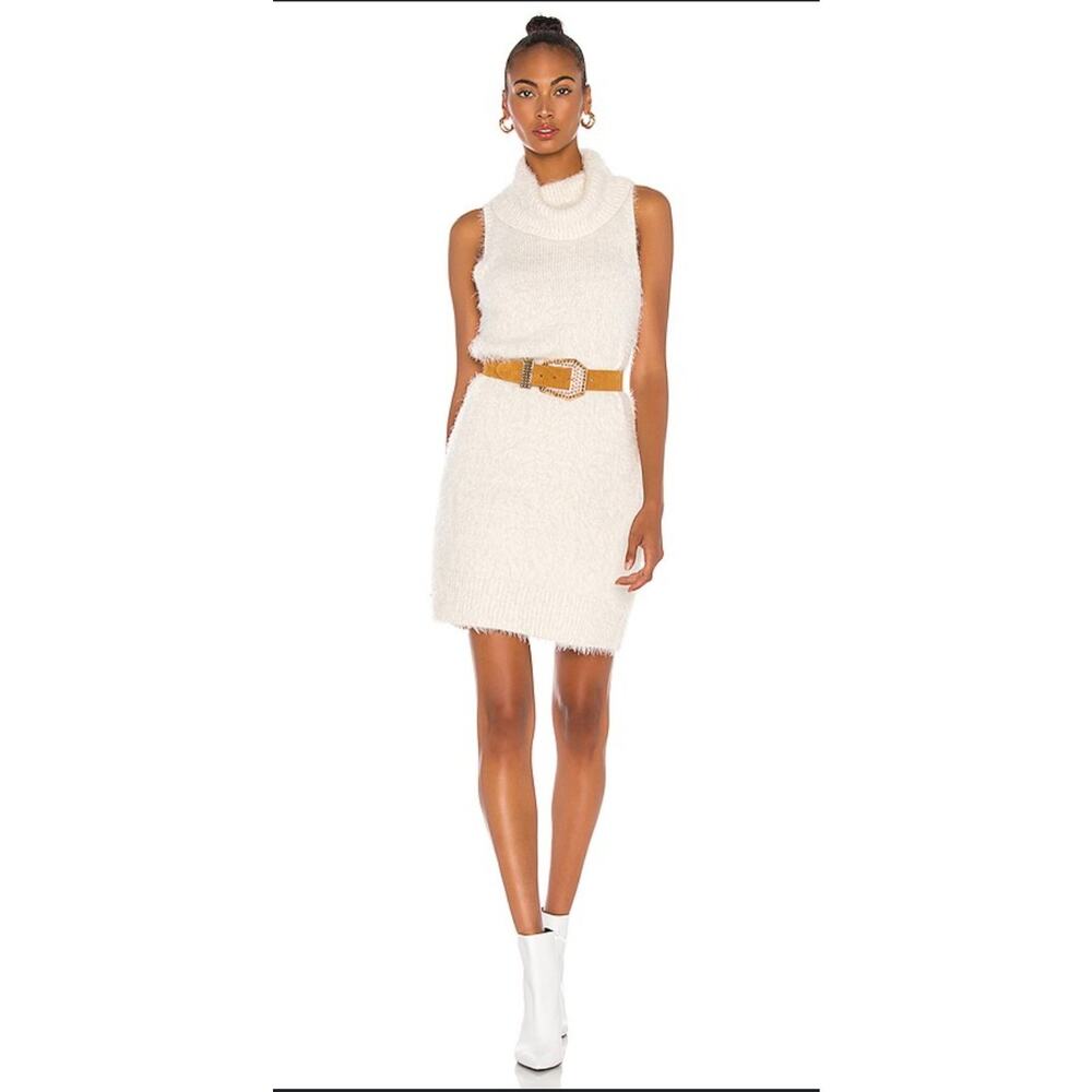 Show Me Your Mumu Sleeveless Fauna Sweater Dress Fuzzy Cream Knit Size Medium - Picture 2 of 13